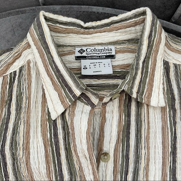 Columbia Women's Crinkle Cotton Striped Blouse - Picture 3 of 5